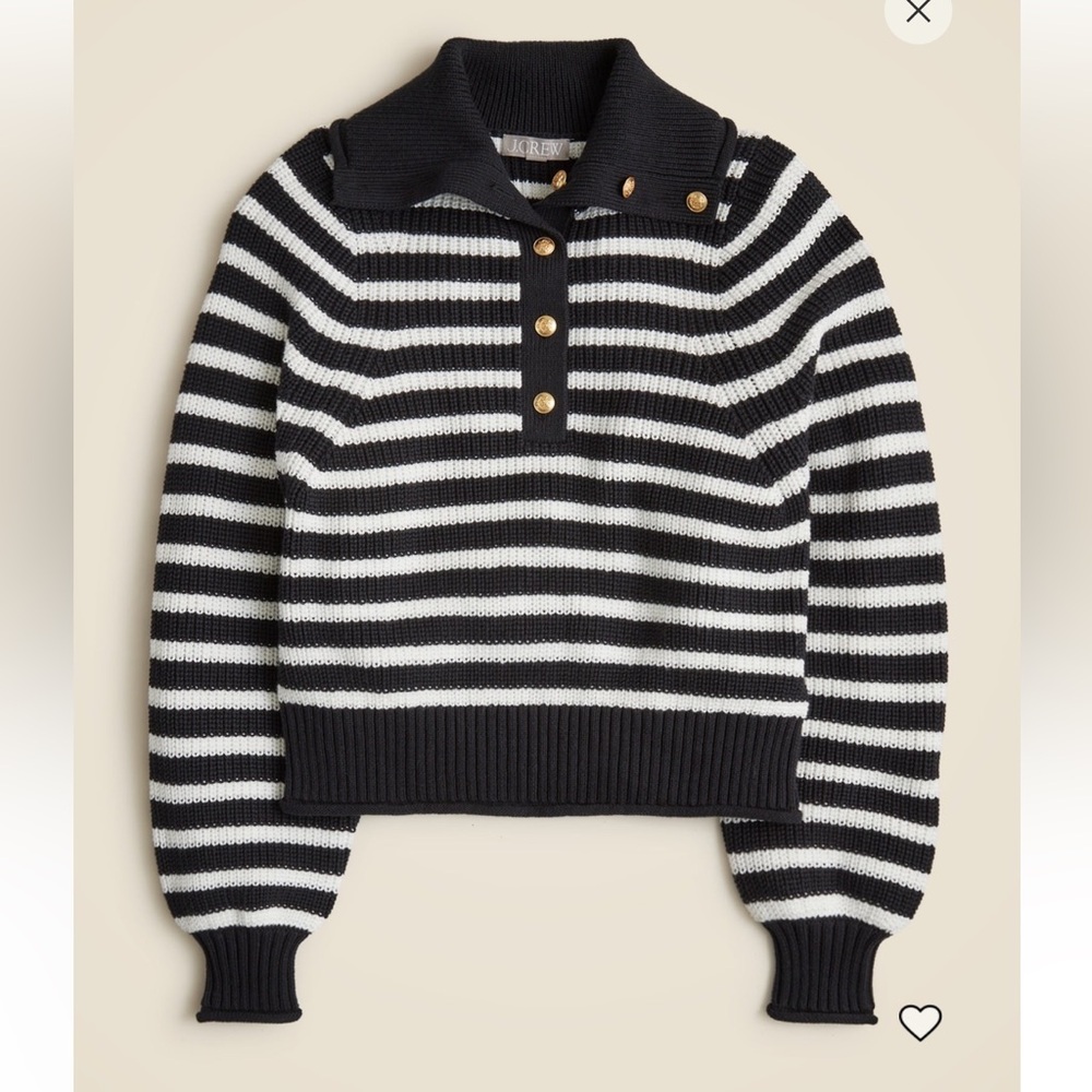 NWT J.Crew Ribbed cotton button-collar sweater in stripe